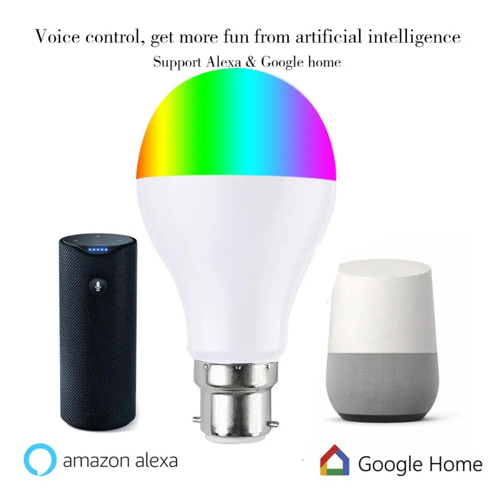 Wifi RGB умная лампочка 7 Вт Поддержка дистанционного управления светодиодная лампа поддержка голосового управления с 16 миллионов цветов света