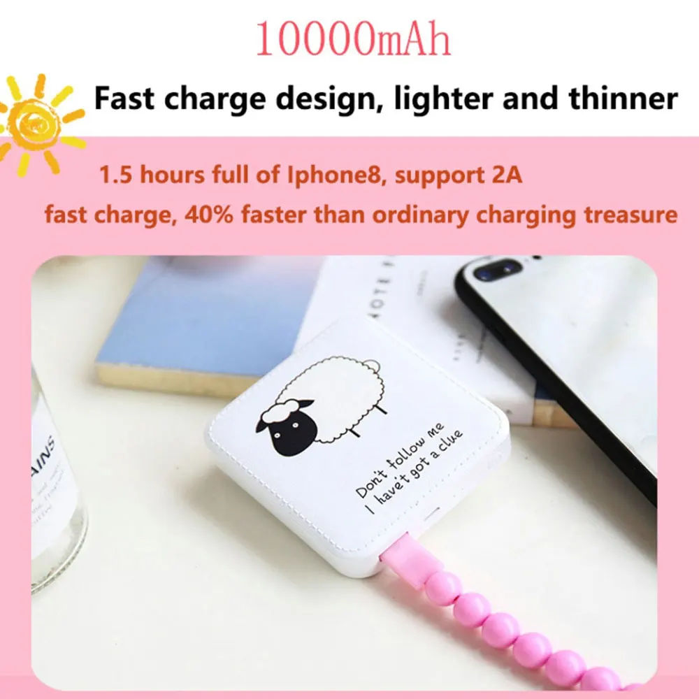 Cute Cartoon Portable Mini Power Bank For Samsung Huawei 10000mAh USB External Battery Charger Slim powerbank 5