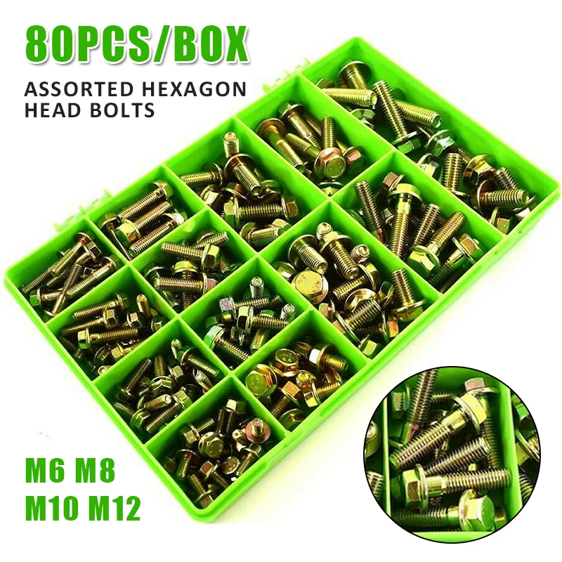 M6 M8 M10 FLANGED HEXAGON HEAD BOLTS HIGH TENSILE YELLOW ZINC PLATED STEEL SCREW 
