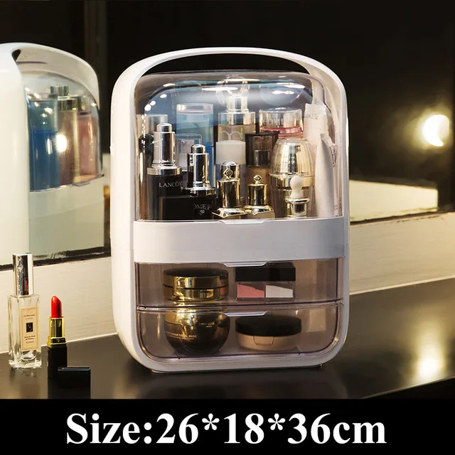 03 Новинка, органайзер для макияжа, большая емкость, водонепроницаемый и пылезащитный ящик для хранения для ванной комнаты, косметический рабочий стол, красивый ящик, Stor - Цвет: 03