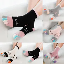 Женские цветные носки с пятью пальцами в стиле пэчворк, новинка, брендовые хлопчатобумажные забавные носки, высокое качество, с принтом, sokken vrouwen