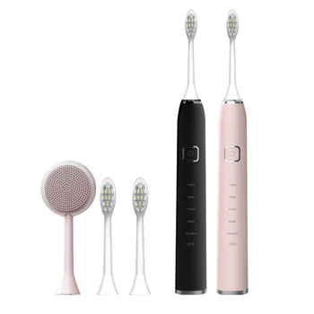 

2 in 1 Electric Toothbrush 5-speed Adjustment USB Rechargeable Silicone Cleansing Instrument Facial Cleanser