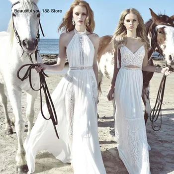 

dress for seaside vacation Beach off-shoulder hollow high waist dress women's summer elegant dress white chiffon dress