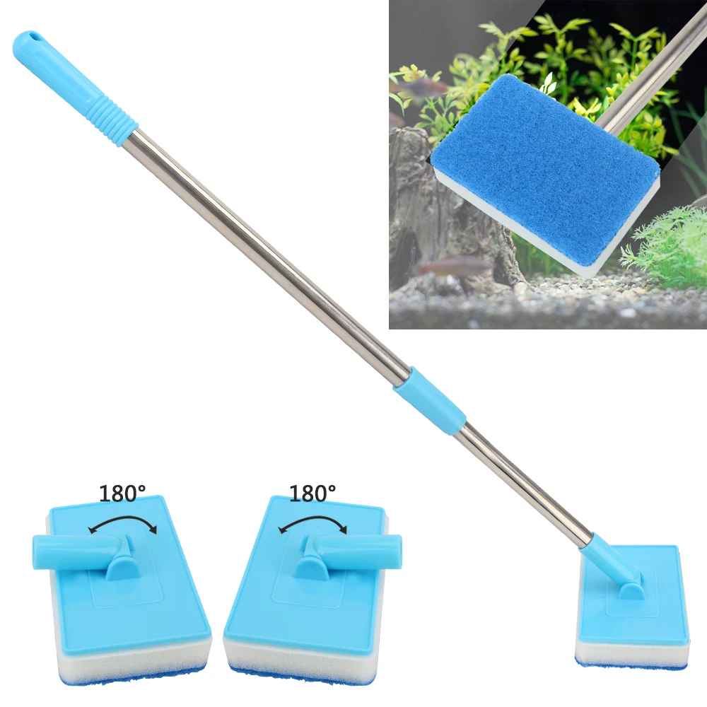 Cleaner Scrubber 180° adjustable Super Long Handle Aquarium Fish Tank