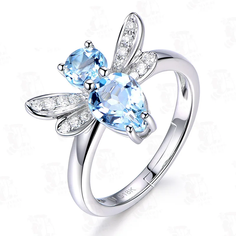 Bague Ringen, новинка, 925, Серебряное Ювелирное кольцо на палец, темперамент, топаз, стрекоза, животное, открытие, регулируемое, милое