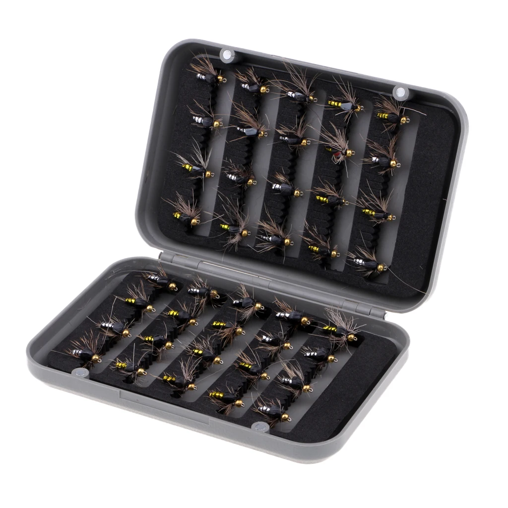 40pcs Dry Flies Fly Fishing Flies Kit Bass Salmon Trout Flies Floating Assortment with Fly Box for Freshwater and Saltwater