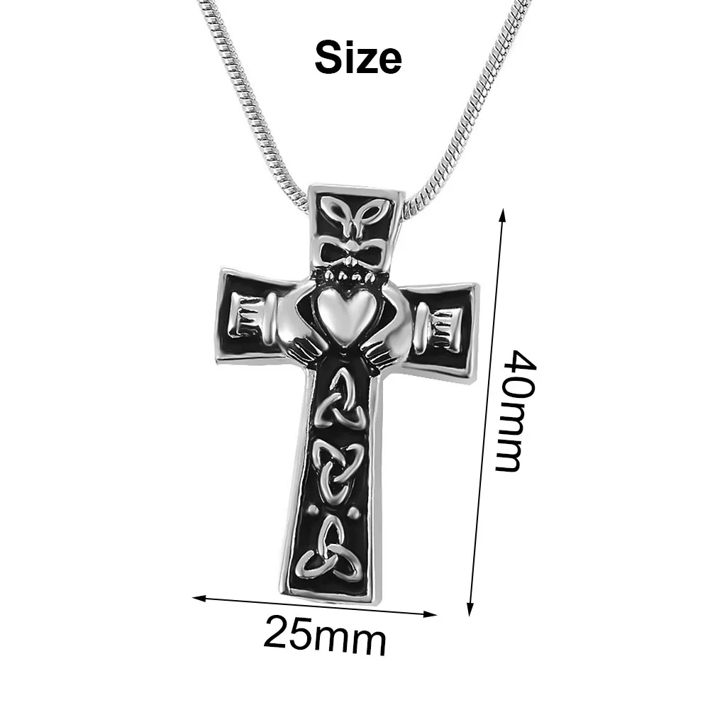 Stainless Steel Vintage Cross Heart  Cremation Ashes Urns Necklace Openable Memorial Keepsake Pendant Jewelry Dropshipping 3