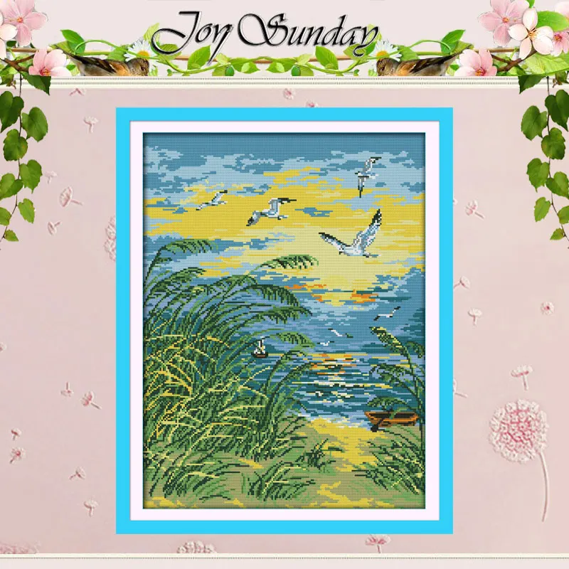 The Seaside Sunset Counted Cross Stitch 11CT 14CT Cross Stitch Set