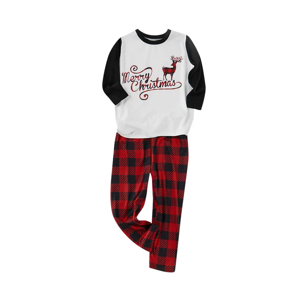 Рождественский топ с надписью «Man Daddy»+ штаны в клетку; Рождественская семейная одежда; пижамы; Рождественская семейная одежда для родителей и детей