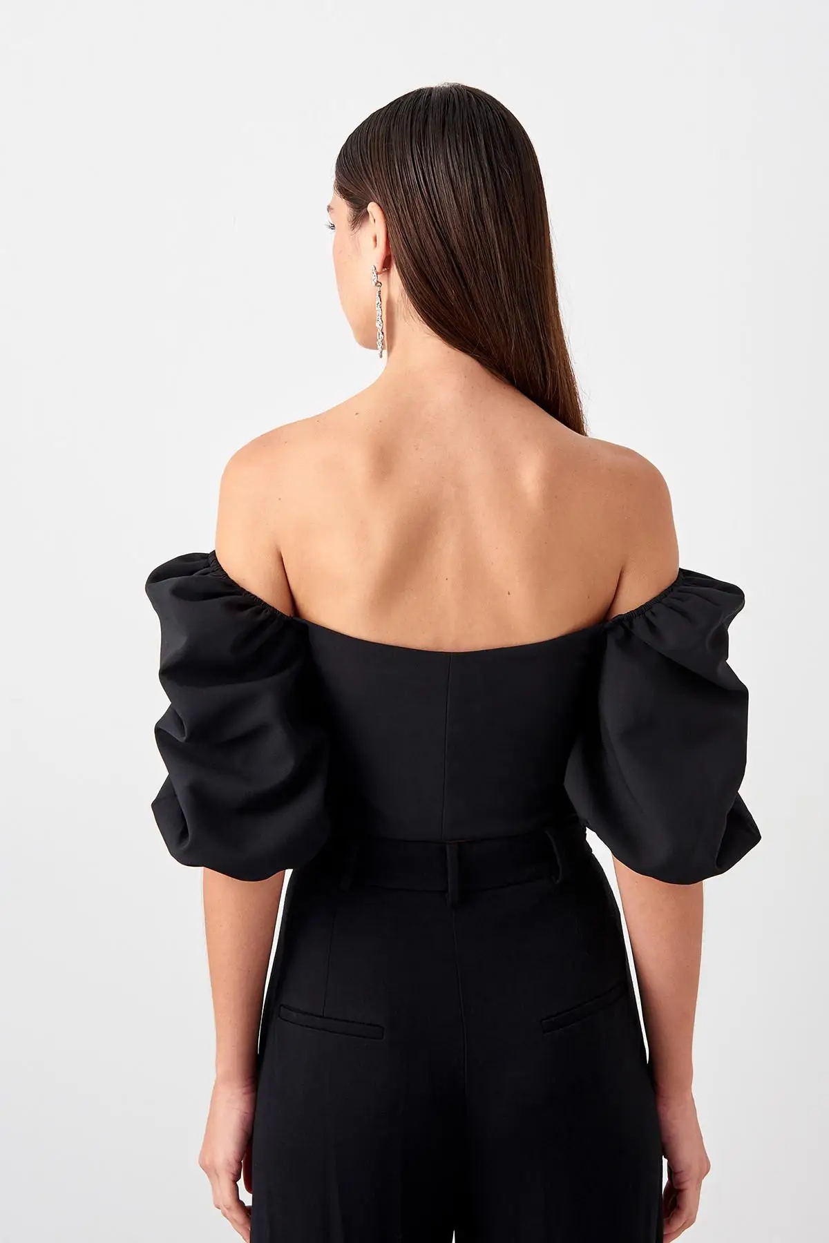 Trendyol черный арбуз рукав деталь Bluz TPRSS19BB0567