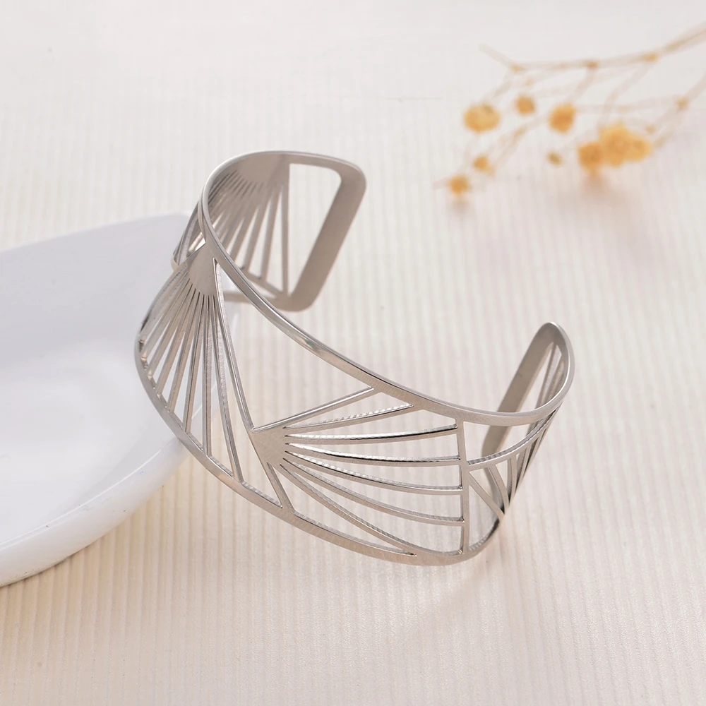 SDA New Arrival Adjustable Size Fashion Bangles for Women Colorful Geometric Building Stainless Steel