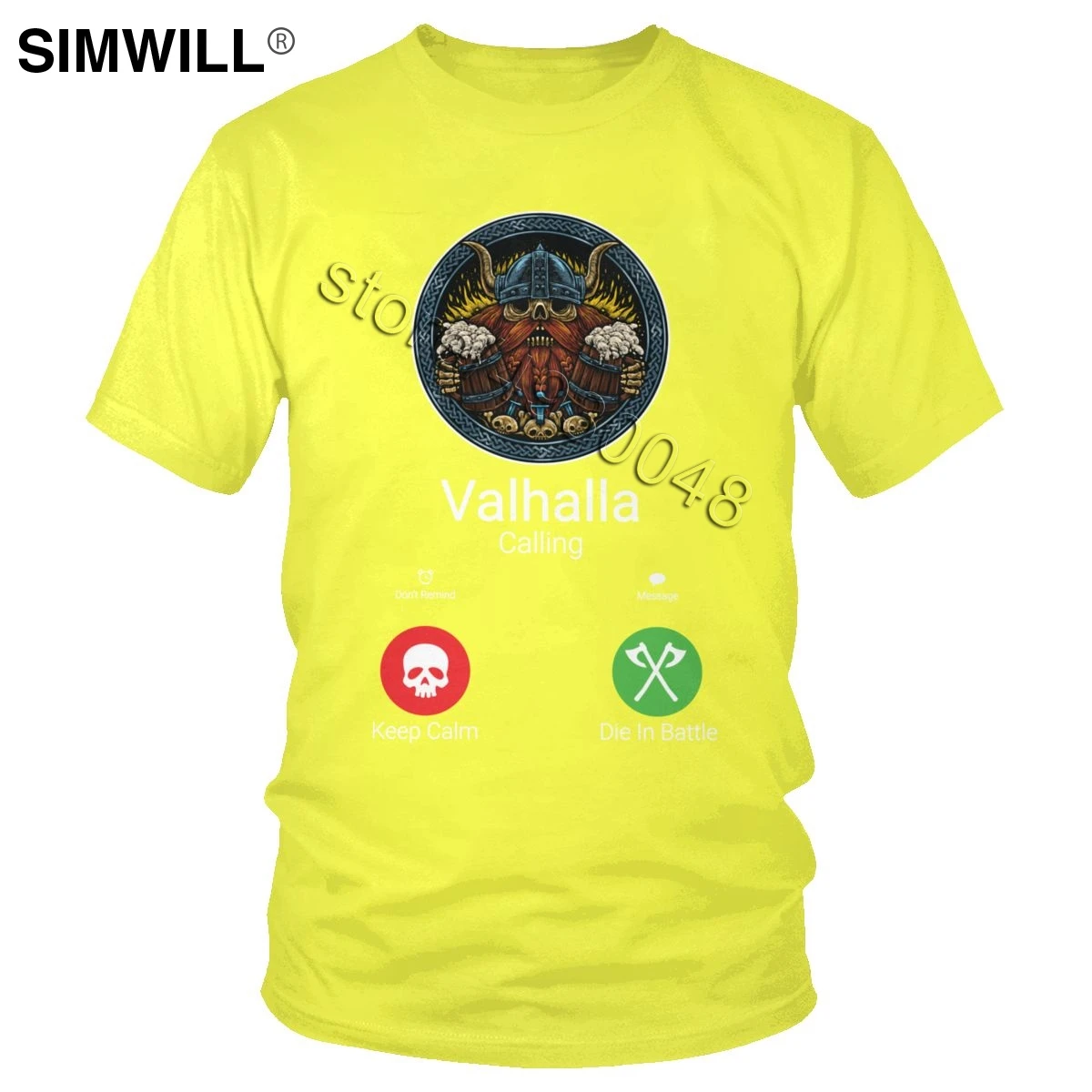 Новинка, мужская хлопковая забавная футболка с надписью «Valhalla Is», короткий рукав, Викинг один, графическая футболка, уличная одежда, летняя футболка, Подарочная футболка - Цвет: Цвет: желтый
