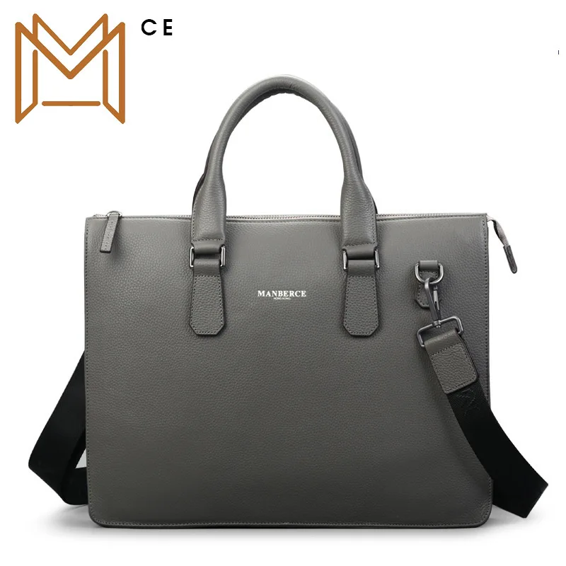 

Man Head Layer Cowhide Briefcase High Business Affairs Single Shoulder Span Genuine Leather Handbag