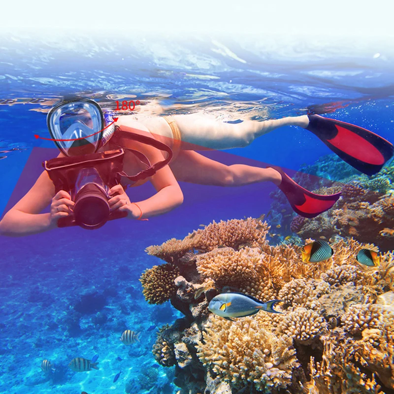 Новинка маска для подводного плавания на все лицо незапотевающая камеры Gopro