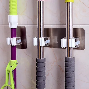 

Wall Mounted Mop Holder Brush Broom Hanger Storage Rack Bathroom Organizer Hanging Pipe Hooks force mop clip