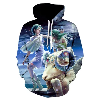 

Spring brand casual and comfortable hoodie new 3D printed cartoon character planet men's hoodie