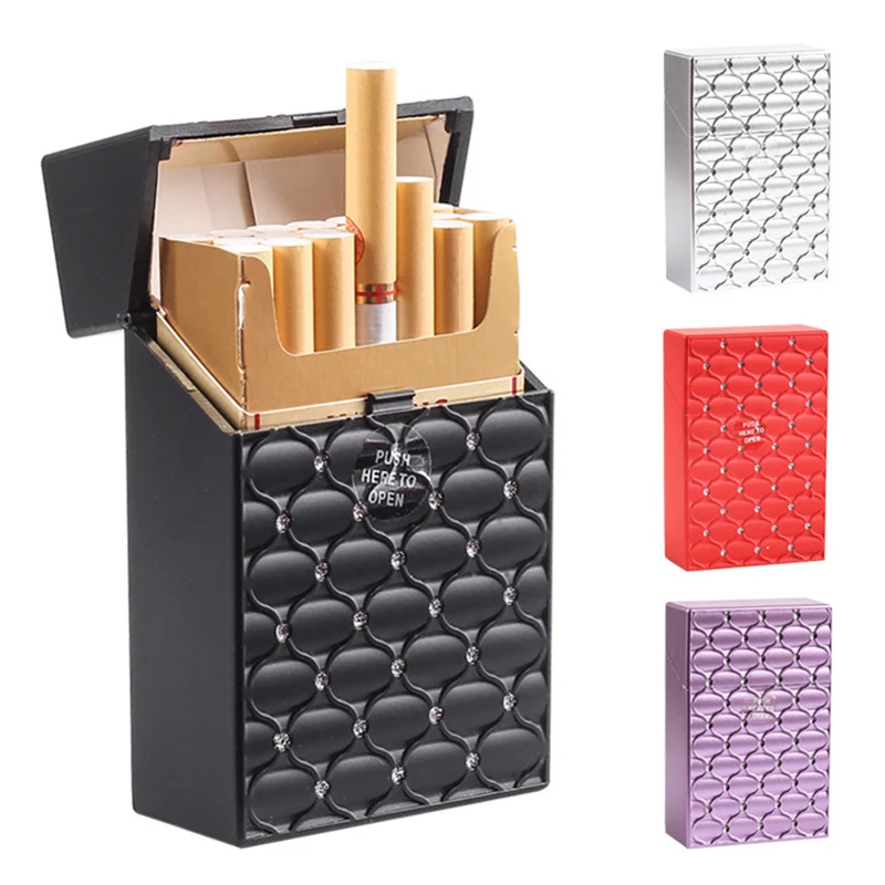 Plastic Cigarette Case Portable 20 Sticks Lighter Storage Box Holder Top Flip Press Open Smoking Tools Color Random | Дом и сад
