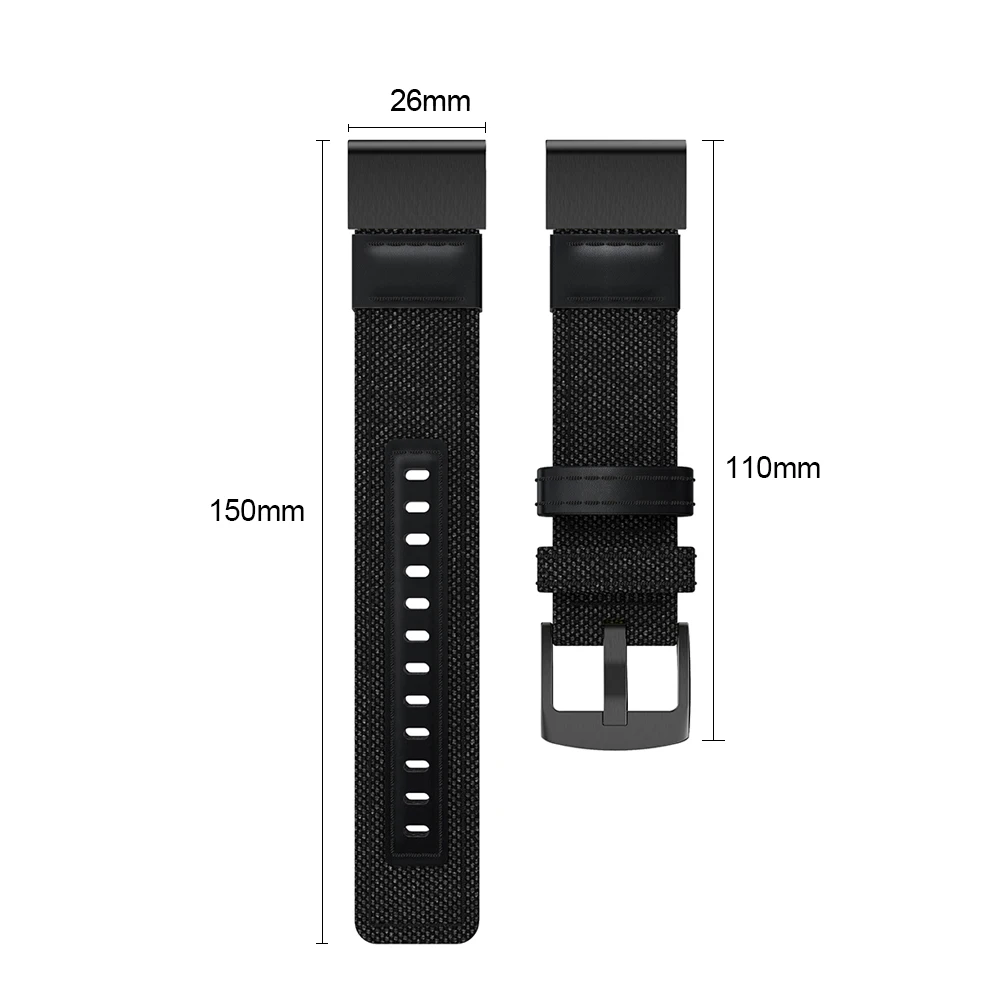 26 мм холщовый ремешок из нержавеющей стали для Garmin Fenix 5X/5/5S/5X Plus/Fenix 3/3 HR