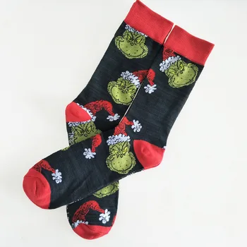 

Crew Socks Funny Man Cotton Mens Sox Christmas Print Green Soft Sock Cartoon Men Autumn Winter Classic Adult Calcetines Hombre