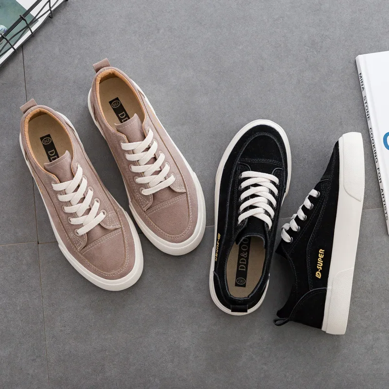 

Woman Shoes New Fashion Casual Suede Leather Shoes Women Casual Breathable Color Classic Black Ladies Shoes women's Sneakers