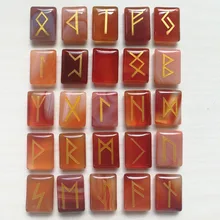 Натуральный красный оникс Камень руны викингов амулет набор рейки заживляющие кристаллы divination Tumbled прямоугольник камни 25 шт./компл