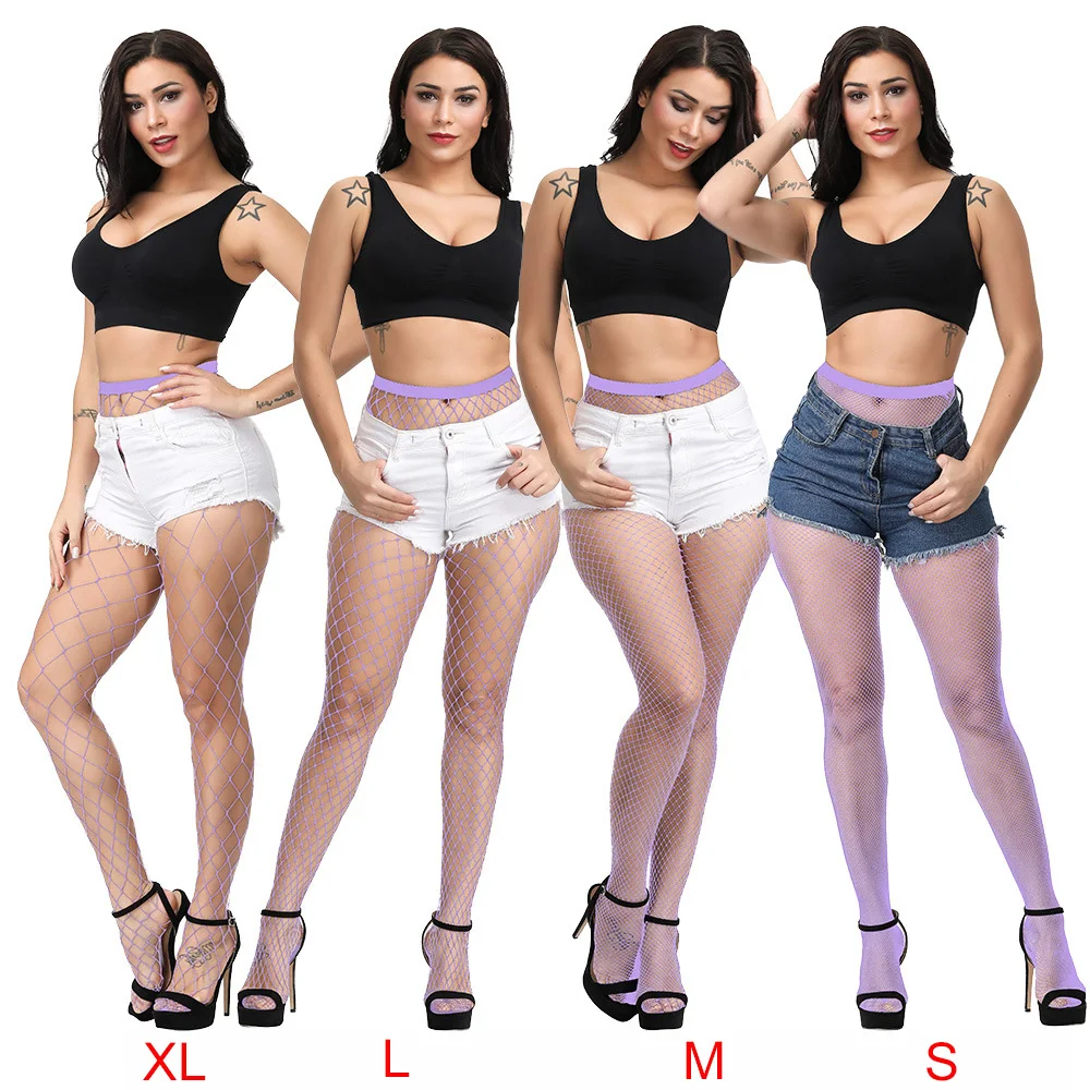 Light Purple Новые женские длинные сексуальные чулки в сетку рыбные колготки из сетки чулки в сетку нижнее белье женское нижнее белье, кожа Чулки до бедра - Цвет: Light Purple