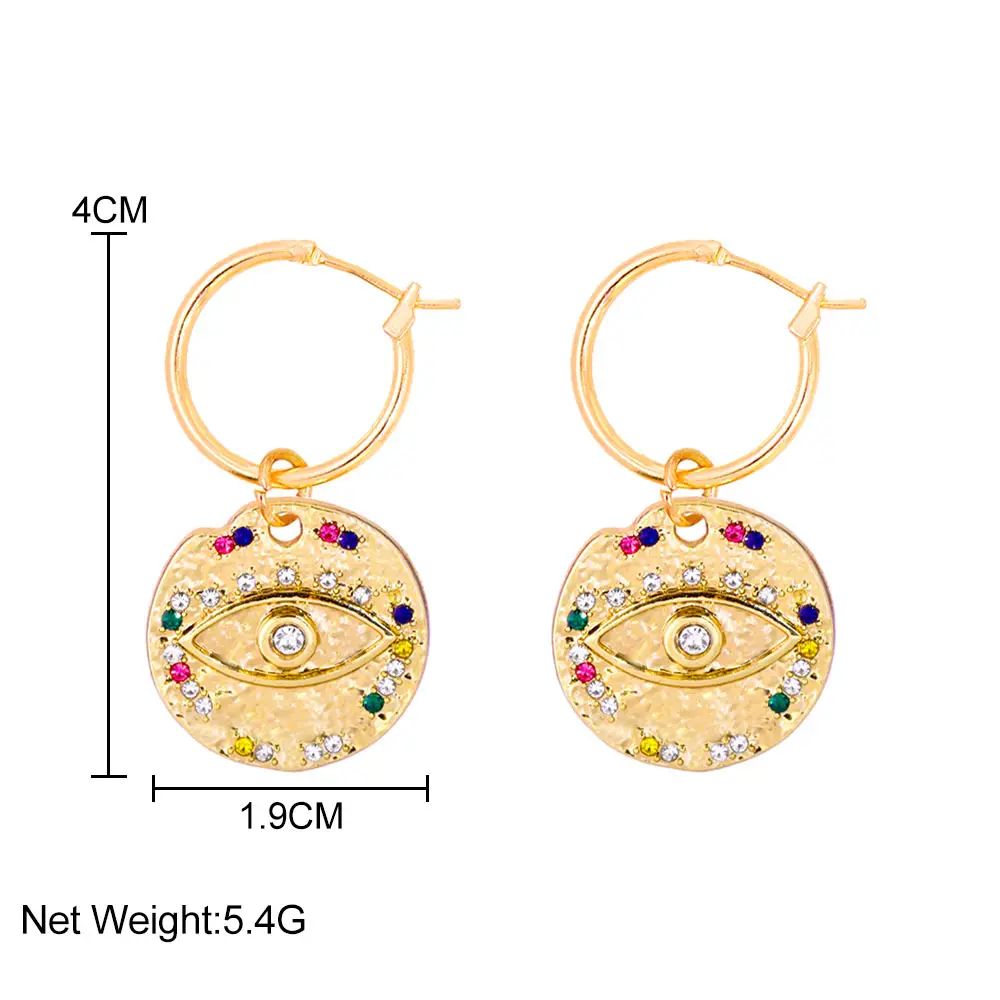 Trend Boho Blue Hollow Evil Eye Hoop Earrings for Women Gold Color Crystal Eyes Circle Huggies Hoop Earring Gifts Jewelry 2022