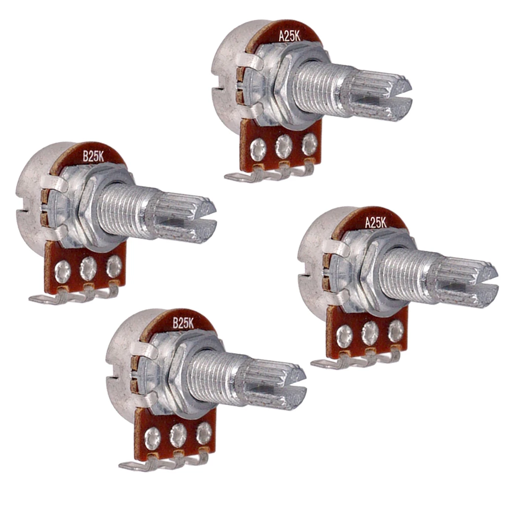 4x 25k 18mm Split Solid-Shaft Guitar Volume/Tone Control Potentiometer Pots