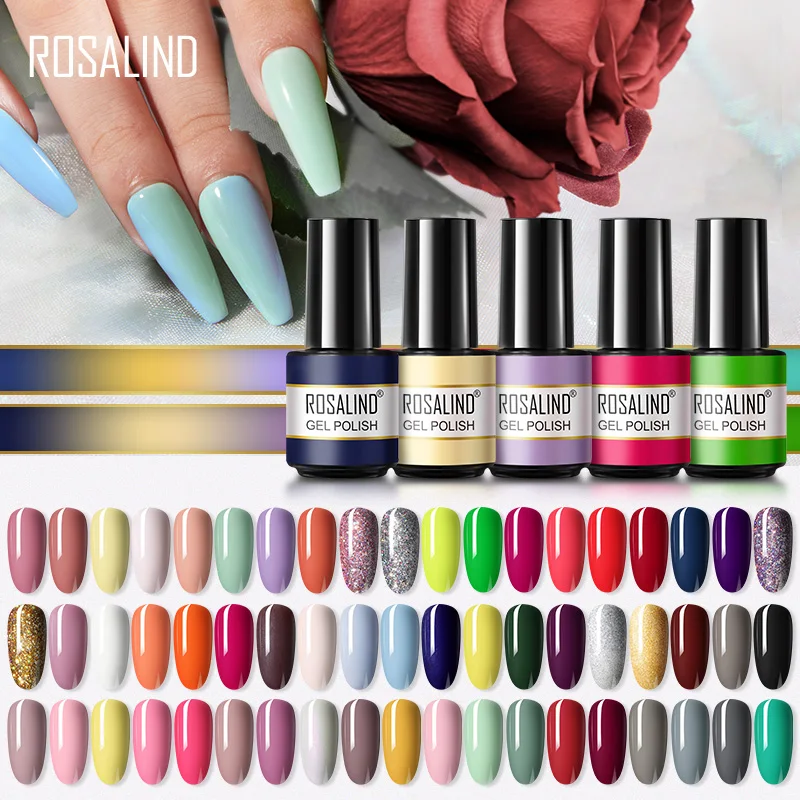 

ROSALIND 7ML Nail Gel Polish Plastic Bottle Need UV LED Lamp Semi Permanent Varnish Hybrid Nails Polish Gel For Nail Art