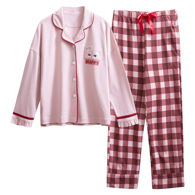 Пижамный комплект, женская одежда для сна размера плюс, Kawaii, Хлопковая пижама, энтерос, корейский Ночной костюм, длинный рукав, мультяшная Пижама, Пижама для женщин - Цвет: Y8859