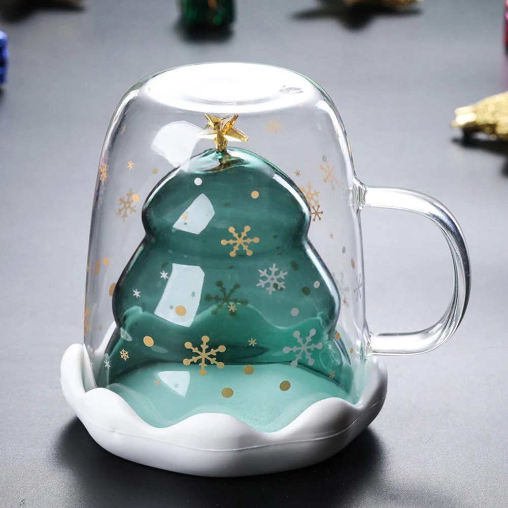 300 мл Рождественская термостойкая с двойными стенками чайная кофейная кружка стеклянной чашки Посуда для напитков рождественские подарки офисные домашние стеклянные кофейные чашки Посуда для напитков
