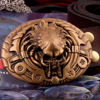 

Bronze Buckle Belt Predator Leather Belt Men Cool 3D Avp Alien Vs Predator Buckle free with Belt Cosplay Accessories