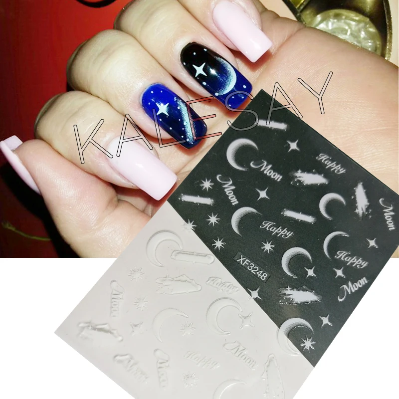 

2019 Poplar Nail Art Stickers Salon Decoration Stickers Moon Shade White Nail Sticker Back Glue Sticker for Nail Art Accessories