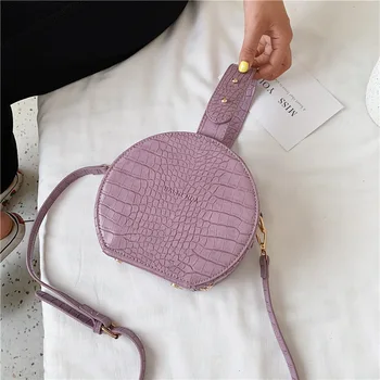 

Summer 2020 new trendy fashion Women handbag Brand Alligator pattern Shoulder bag small round tote bag sweet crossbody bag