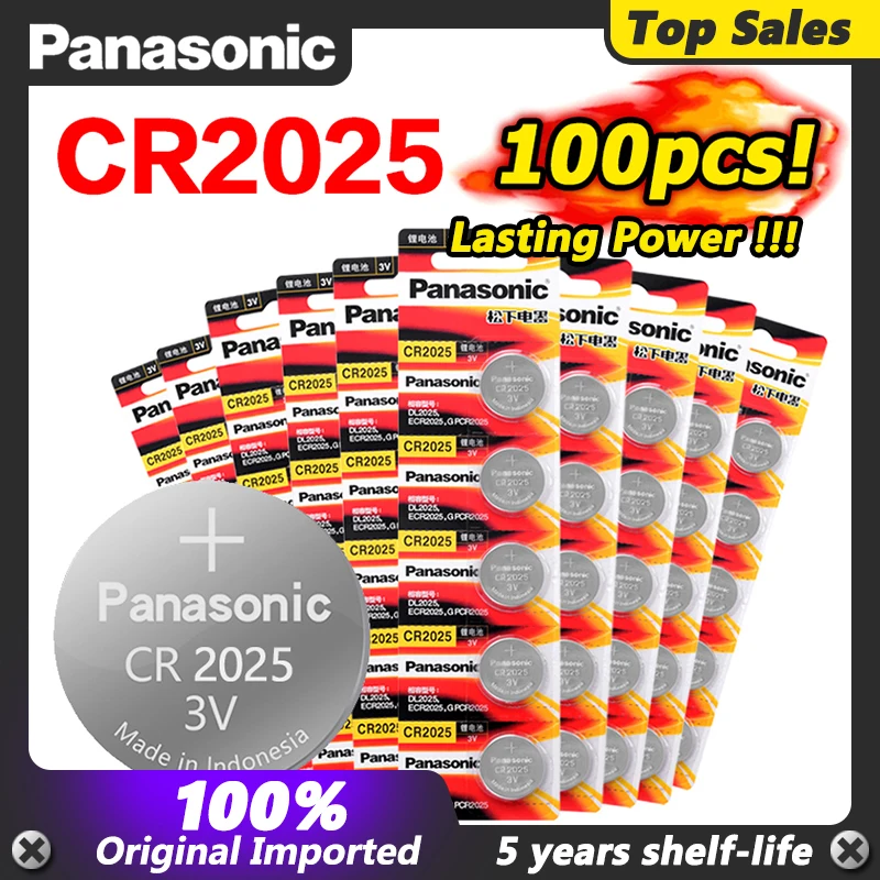 PANASONIC 100 шт. 3 в кнопочная монетница Литиевая Батарея CR2025 LM2025 BR2025 DL2025 KCR2025
