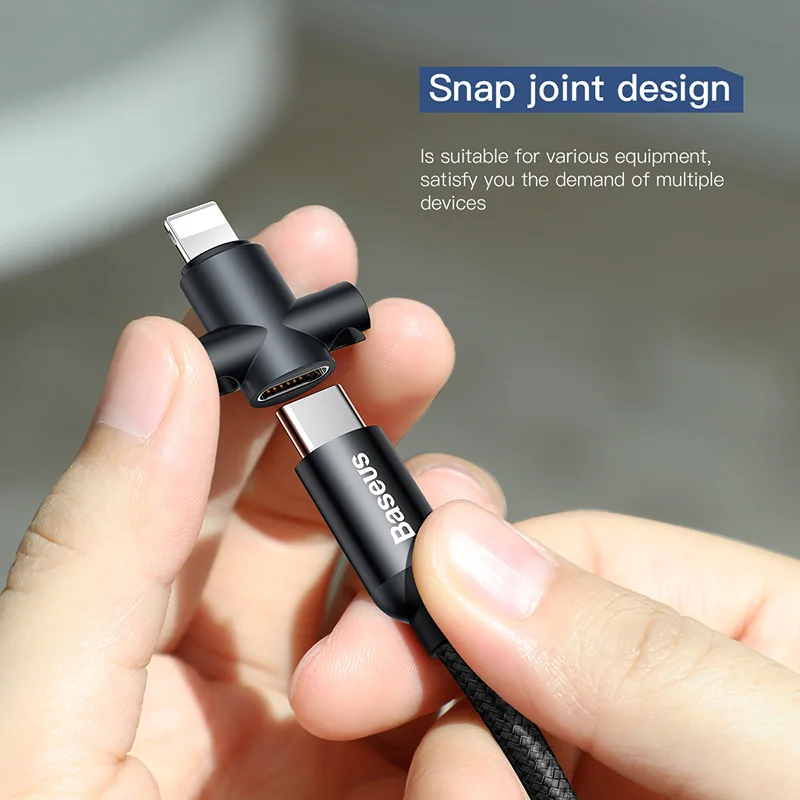 Baseus 2 в 1 для usb c на светильник с разъемом микро usb кабель короткий 20 см Быстрая зарядка данных для iPhone 8 7 samsung xiaomi зарядное устройство Android