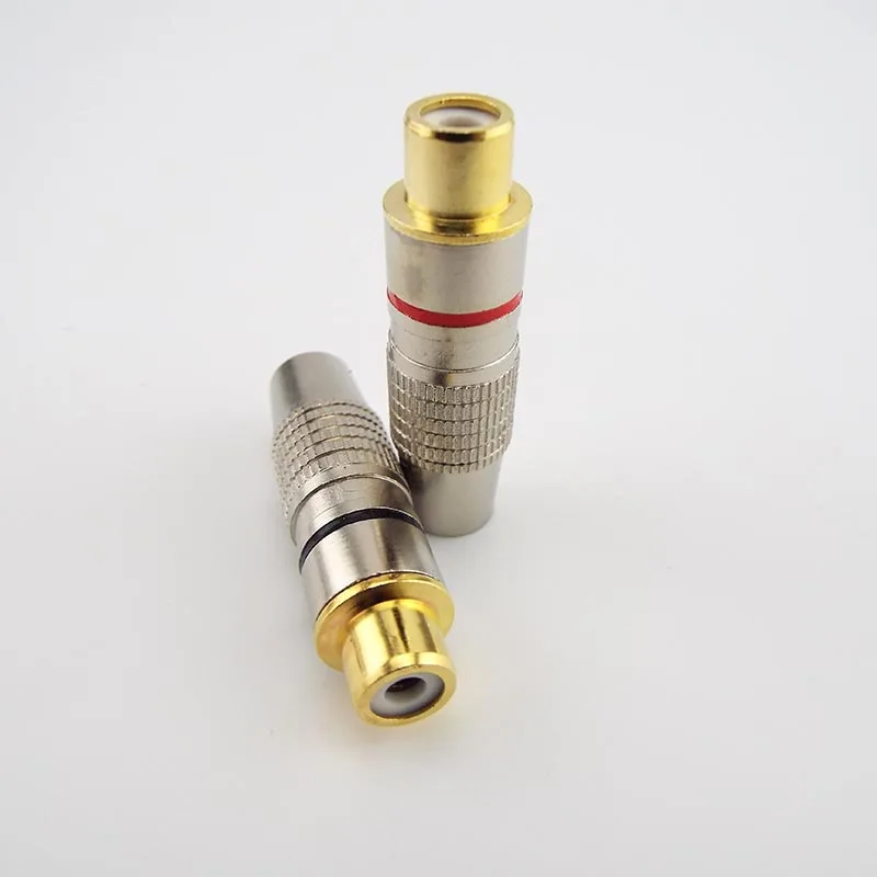 Adaptador de Audio y vídeo para Cable Coaxial, conector RCA hembra chapado en oro, 2/10 piezas