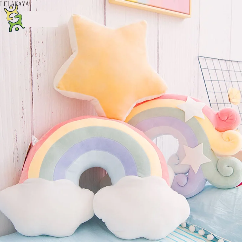 Красочное небо Радуга Lucky star Cloud Единорог плюшевая детская спальная Подушка