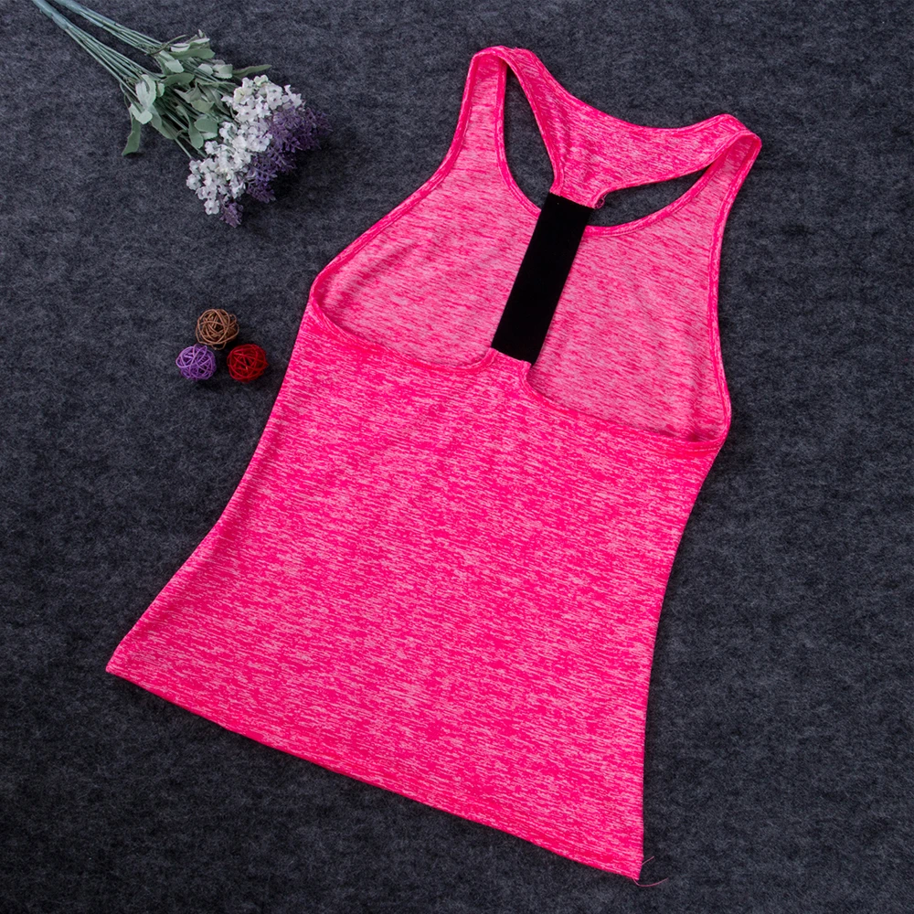 Women's Yoga Tops Workout Tank T-Shirts Fitness Vest Sports Training Singlet Running Athletic Strappy Sleeveless Blouse