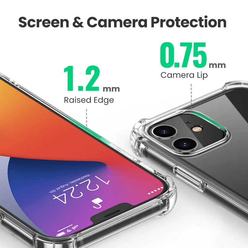 UGREEN Soft Phone Case for iPhone 12 Mini 12 Pro Shock-proof PU Rubber Back Cover Case for iPhone 12 Pro Max Mobile Phone Case