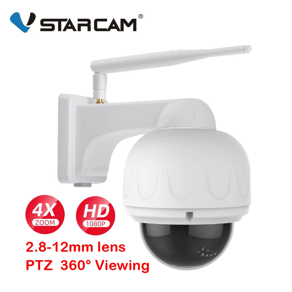 

VStarcam 1080P 4X Zoom 2.8-12mm lens Wireless WiFi Outdoor HD IP Security Camera Wireless Dome PTZ Support 128G waterproof IP65