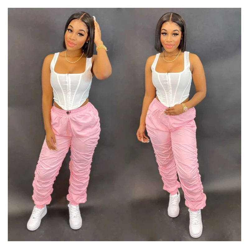 

Cargo Pants Women Stacked Sweatpants Sweater Fabric Leisure Pants All Matching Loose Waist Solid Color Trousers For Women