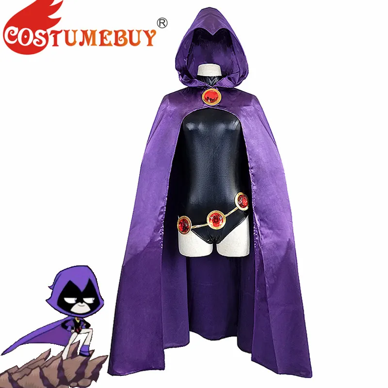 

CostumeBuy Raven Cosplay Costume Suit Adult Halloween Purple Jumpsuit Cloak Outfit L920