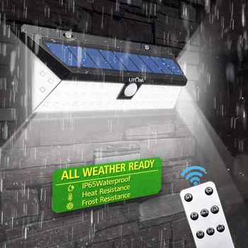 

Solar Light Outdoor Remote Control Wall Lamp Motion Sensor Street Light 248 Led Built in Battery Powered Sunlight Waterproof ABS