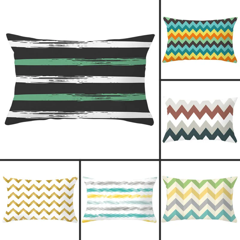 1pcs 30x50cm Geometric Abstract Print Pillowcase Polyester Peachskin Pillowcases Waist Pillow Cover Decorative Pillows | Дом и сад