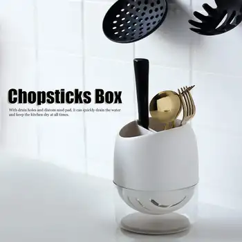 

Household Kitchen Chopsticks Spoon Fork Storage Box Container Cutlery Draining Box Tableware White Storage Container