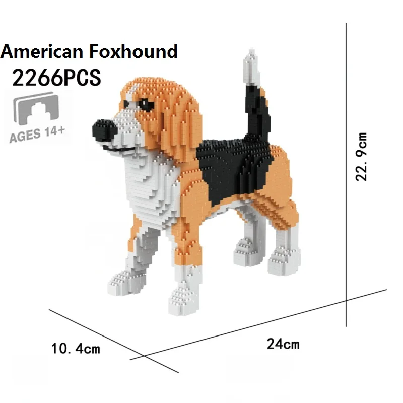 Photo Product Small Blocks Dog Model Foxhound Mini Bricks Animal Building Toy Adults Gift Birthday Fun Brinquedos Children Educational Present