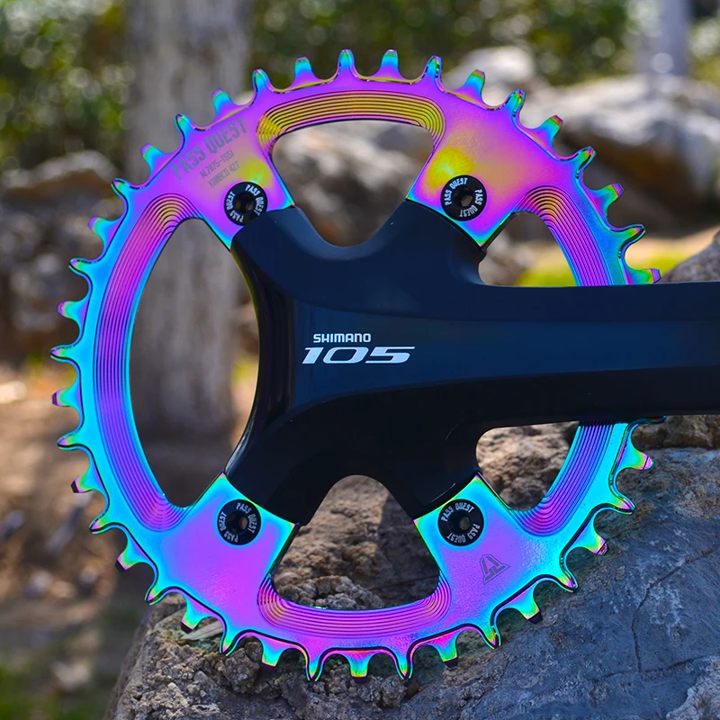 

PASS QUEST X110 / 4 BCD 110BCD Titanium-plated Round Road Bike Narrow Wide Chainring 40T-52T R2000 R3000 4700 5800 6800 DA9000