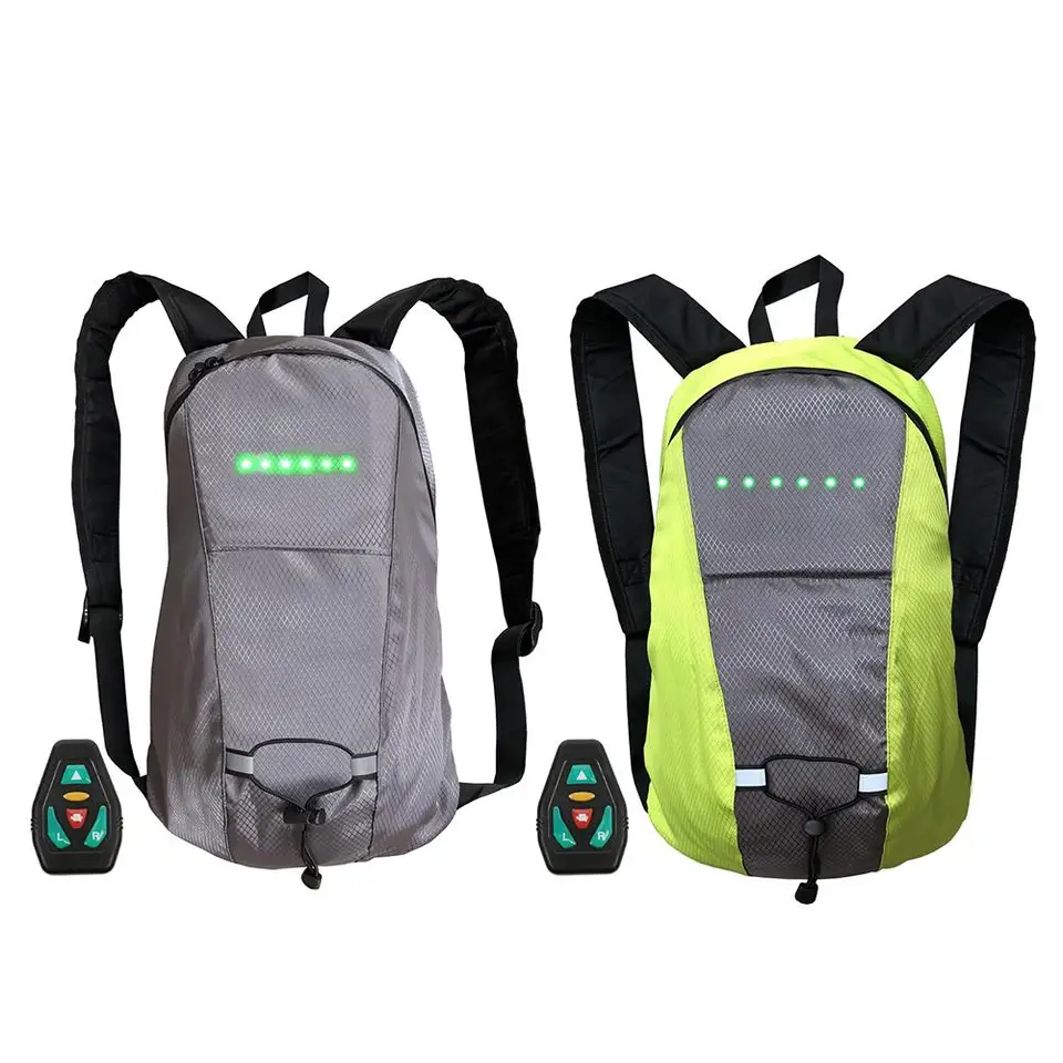 Paquete De Bicicleta Con Seu00f1al De Giro LED, Mochila LED De 15L