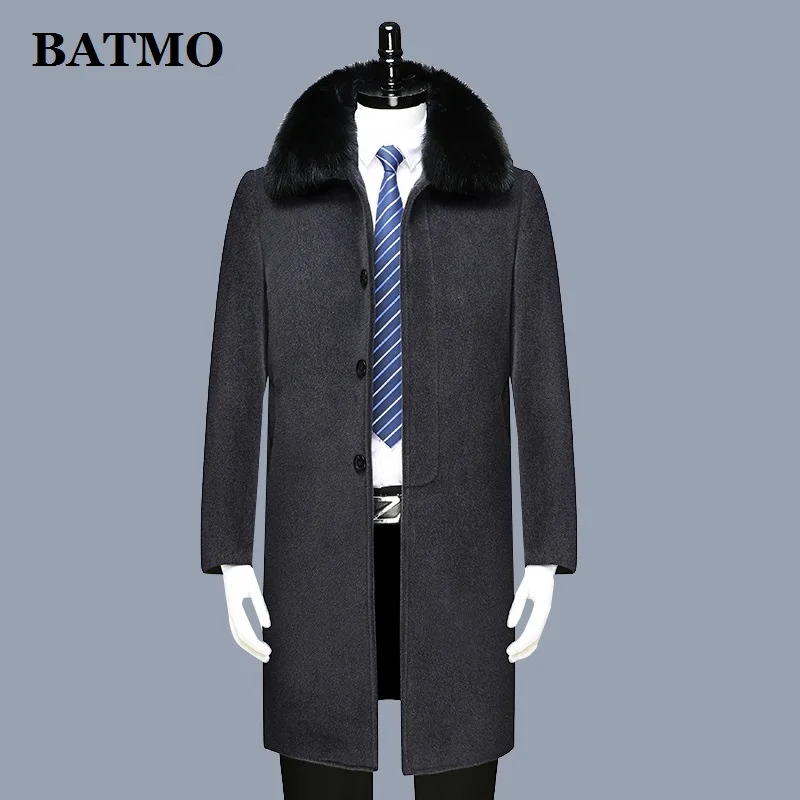 BATMO 2020 Новое поступление зимнее шерстяное длинное пальто для мужчин мужские